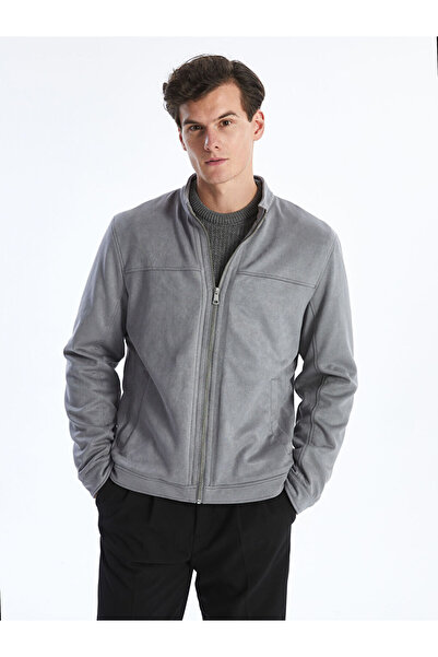 LC Waikiki معطف رجالي من جلد الغزال ذو الياقة العالية بقصة ضيقة