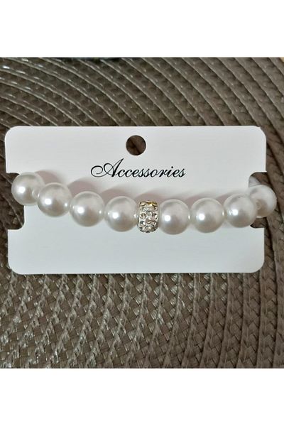 mos&more Flexible Pearl Bracelet with Zirconia