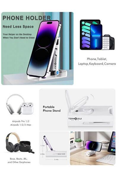 Teknoloji Gelsin Temizleme Kiti 8in1 Sprey Depolu Mikrofiber Yüzeyli Kulaklık Telefon Tablet Klavye Temizleme Seti