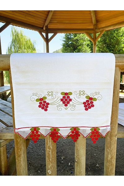 Peacock Dowry Embroidered Hand Towel, High Quality