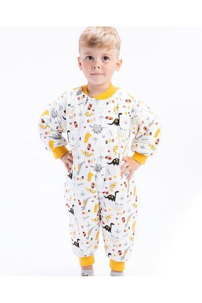 Mai Perla Winter Long Sleeve Double Layer Organic Flannel Baby Dinosaur Pattern 100% Cotton Kids Baby Sleeping Bag 2.5 Tog