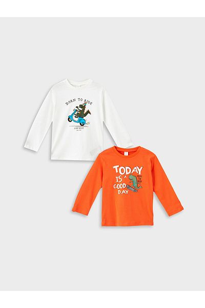 LC Waikiki Crew Neck Long Sleeve T-shirts for Baby Boy Set of 2
