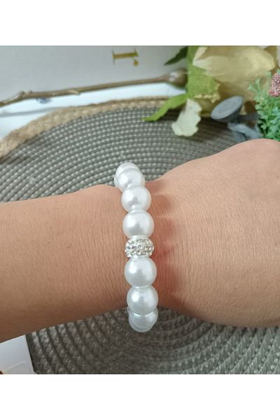 mos&more Flexible Pearl Bracelet with Zirconia
