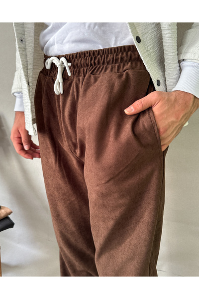 MİRMARONİ Men's Elastic Waist Baggy Fit Slim Corduroy Pants