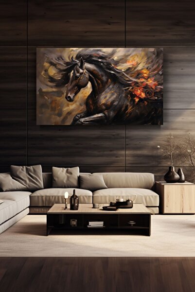 Lona Sanat Siyah Asil At Sanatsal Kanvas Tablo