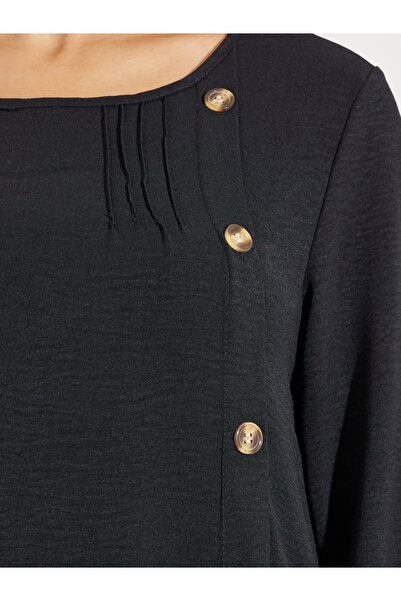 Take Two By Styli Round Neck Button Detail A-Line Maxi Dress