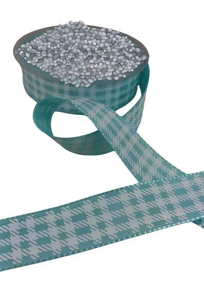 Skygo 25 mm Mint Taffeta Plaid Ribbon - 10 Meters
