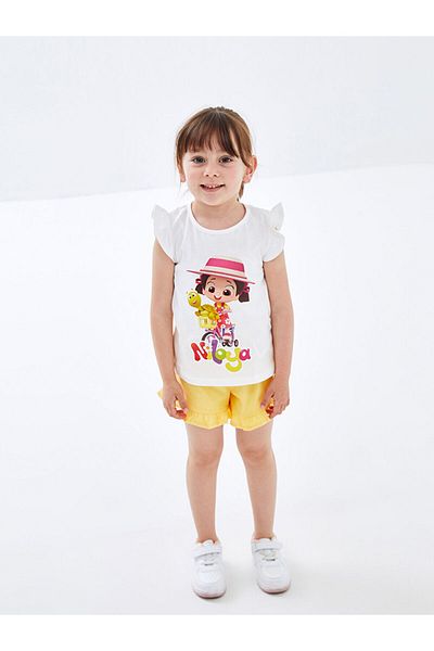 LC Waikiki Lcw Crew Neck Sleeveless Printed Baby Girl Blouse and Shorts Set of 2