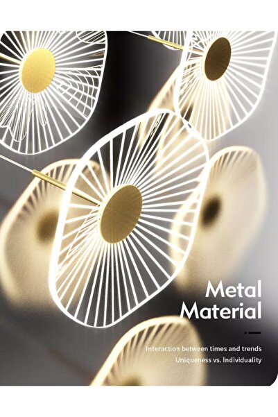 burenze Luxury Exclusive Tekli Sarkıt Led Avize Jellyfish Gold Sarı Ledli Avize 18 Cm Çap