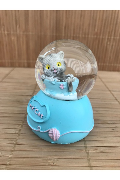 BGA ışıklı sevimli kedi kar küresi