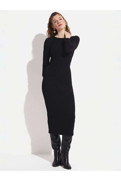 June By Styli Rib Knit Bodycon Midi Dress
