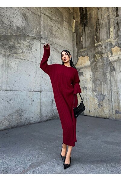 Kurtayfashion Kadın saç örgülü triko elbise