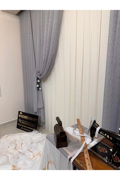 NİVEMESHOME Nivemeshome Spear Tulle Curtain - V-102, 1/2,5 Tight Pleated, Fır0914 Ar03102