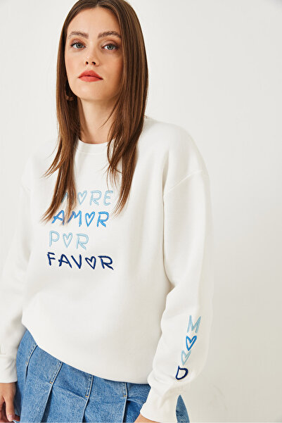 Bianco Lucci Bluza damska z haftowanym sercem i tekstem 60251803