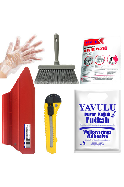 yavulu 6'lı 500gr Duvar Kağıdı Uygulama Seti / Duvar Kağıdı Yapıştırıcısı Tut...