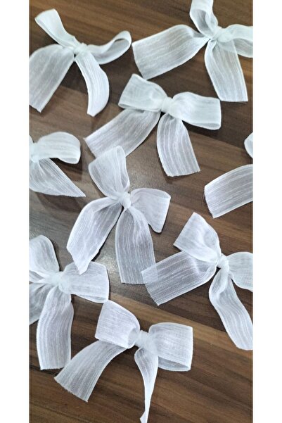 serap çiçekçilik 10 Adet Beyaz Keten Kurdele Fiyon Nopeli Fiyonk Kurdele