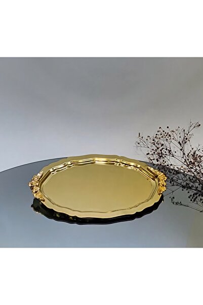 Henna Oval Decorated Stainless Tray