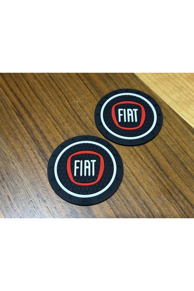 Fiat طقم حامل أكواب سيليكون بشعار فيات 72 ملم مكون من قطعتين - ملحق قاعدة أكو...