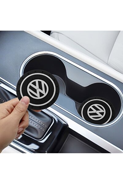 Volkswagen Silikon Bardaklık Altlığı 2’li Set Araç Içi Bardak Altlığı Aksesuar Vw Logolu 72mm