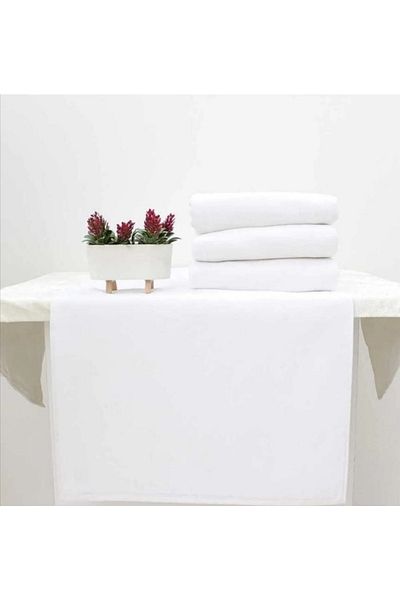 HMZ Fiesta White Velvet Towel - Plain Striped, 50X90Cm, Set of 3. Dowry and Lace Strut