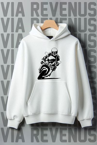 Vordevia Hanorac cu glugă, cu 3 fire, cu buzunar cangur cu imprimeu pentru motociclist