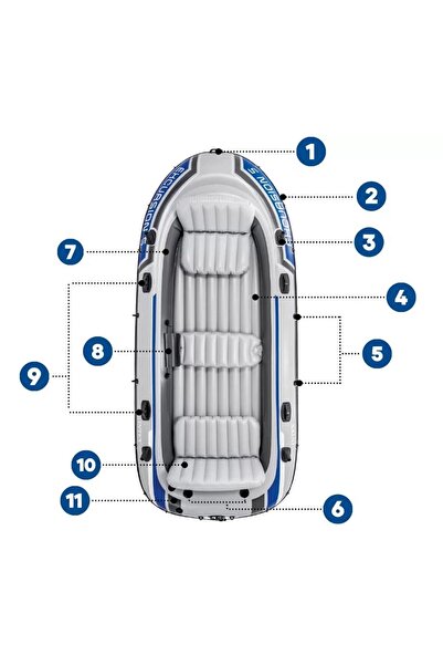 Intex İntex 68325 Excursion 5 Bot Set 600Kg 366x168x43cm Şişme Bot