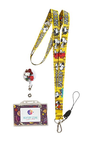 neptünstore Snoppy Set de 3 frânghii pentru gât și curea pentru telefon + suport pentru card pentru guler Yoyo