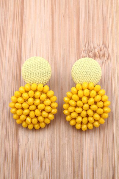 mos&more Textured Yellow Earrings with Cutout Beads