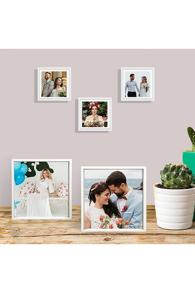Andoweb Adhesive Plug-in White Pola Frames 12x12cm - Pack of 5