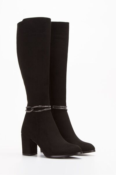 NASSAN KADIN TAŞLI SİVRİ KALIPLI UZUN ÇİZME