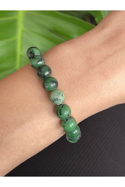 Crystalclem 8 mm Jade Natural Stone Bracelet - Heart Chakra Bracelet
