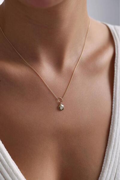 Tufanlar Kuyumculuk 14 Ayar Altın Altıgen Taşlı Kolye