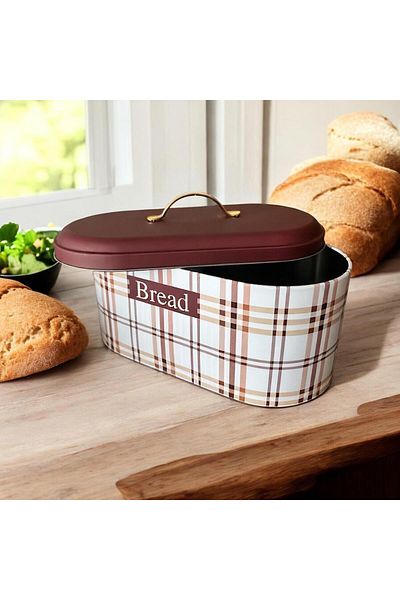 UCR HOME New Plaid Pattern Premium Metal Bread Bowl