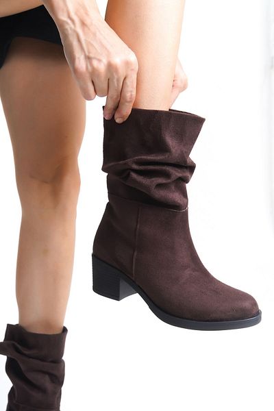 MODA MHS Cizme maro cu burduf exclusive pentru femei