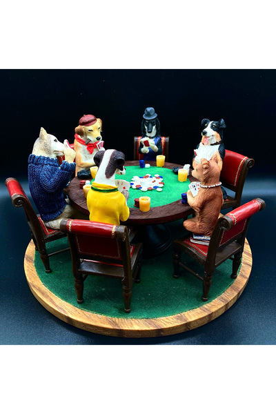 Rakun Home Dekoratif Poker Oynayan Köpekler Biblosu