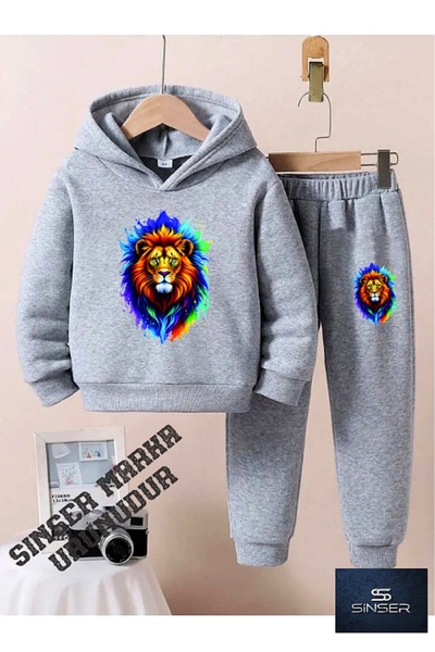 SS SİNSER Set de trening pentru copii cu glugă, cu imprimeu ASLAN