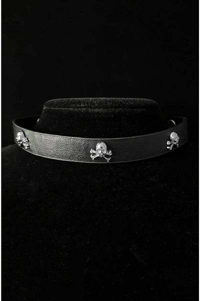 DarkellaStore Gothic Punk Skull Black Leather Choker Neck Collar