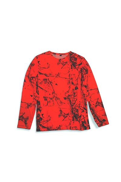 Mastery Hunthing Round Neck Orange Forest PatternedSweatshirt- Long Sleeve Xxl