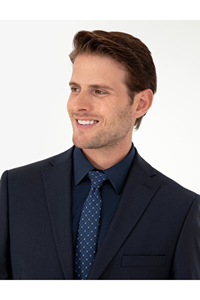 Pierre Cardin PİERRE CARDİN DOKUMA SUİT KUMAŞ SLİM FİT LACİVERT TAKIM ELBİSE