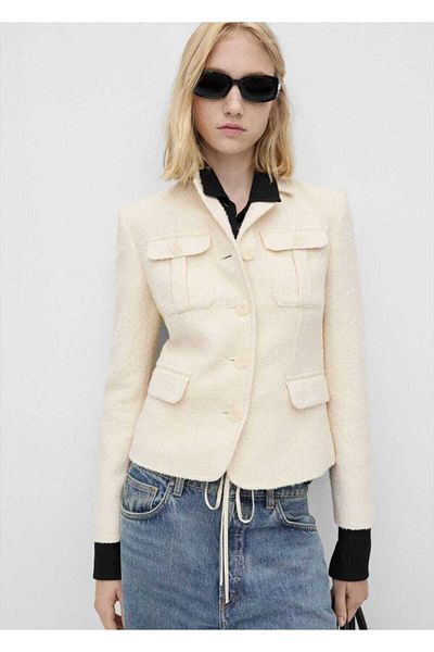 MANGO Woman Tweed Blazer Jacket s kapsami