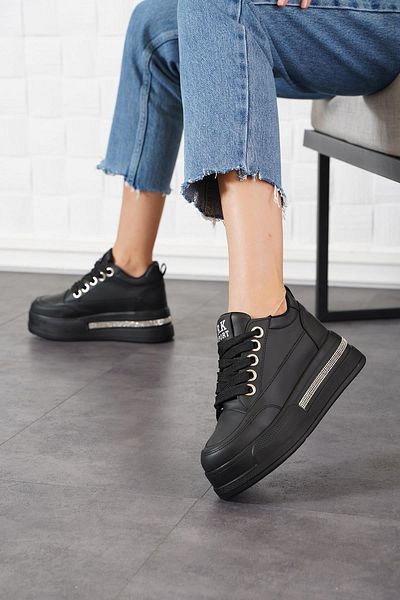Moda Pie Pantofi sport de damă Stoned Black - Talpă groasă Bosel
