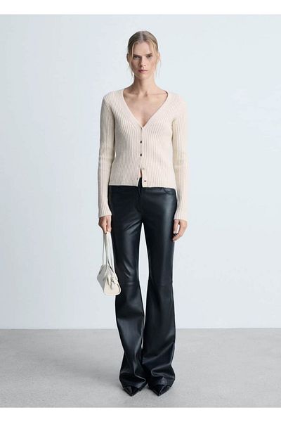 MANGO Woman Metallic Buttoned Knitwear Cardigan