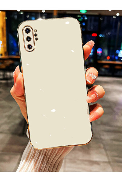 Molly Samsung Galaxy NOTE 10 PLUS İçin İnci Beyazı Gold Detaylı Lüks Silikon ...