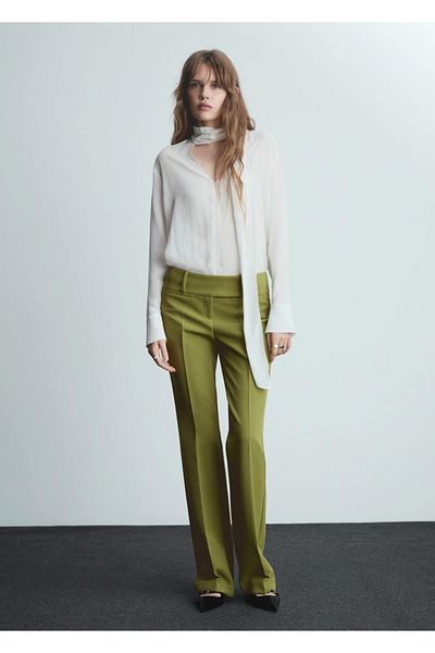 MANGO Woman Pantaloni evazați cu talie joasă
