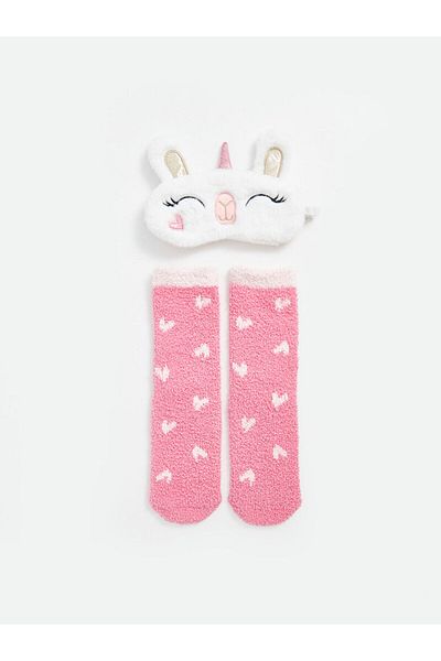LC Waikiki Домашни чорапи и лента за глава Lcw Kids Pink за момиче