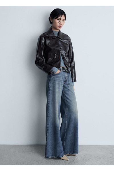 MANGO Woman Wideleg Jeans s nízkým pasem