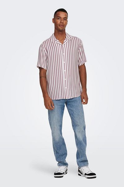Only & Sons Onswayne Life Ss Viscoza Shirt Noos 22013267   Βουργουνδία