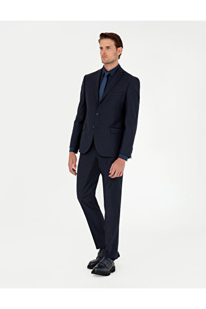 Pierre Cardin PİERRE CARDİN DOKUMA SUİT KUMAŞ SLİM FİT LACİVERT TAKIM ELBİSE