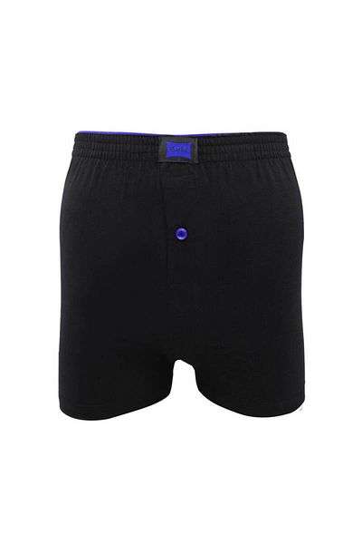 Tutku Black Combed Cotton Plain Boxer - 117 Model