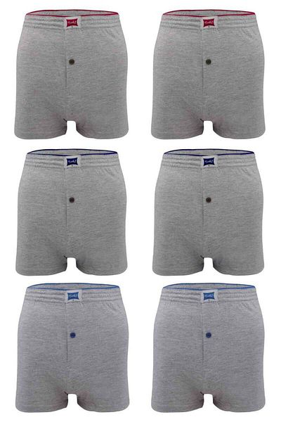 Tutku 117 Model Gray Combed Cotton Plain Boxer - Pack of 6